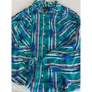 Wrangler retro Pearl snap Bell sleeve blouse cowgirl southwestern M